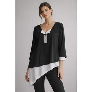 Porto SF Layered Black Blouse Size 4 NWT Designer